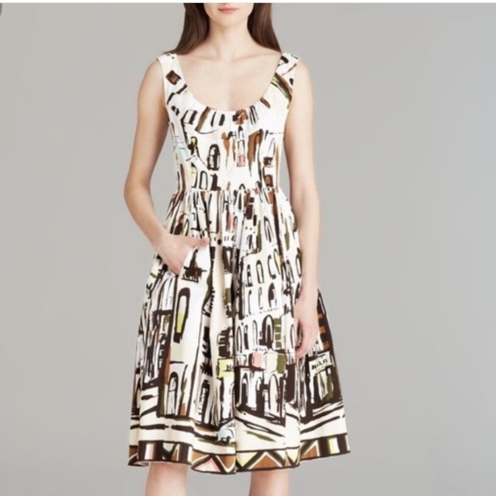 Kate Spade scoopneck landscape dress Havana graphic Size 0